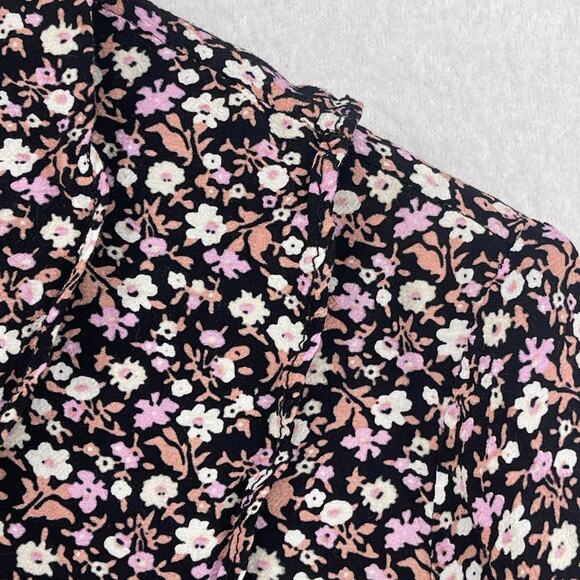 & OTHER STORIES Blouse 6 Paris Atelier Ditsy Floral Ruffled Shell Button Black - Picture 6 of 11